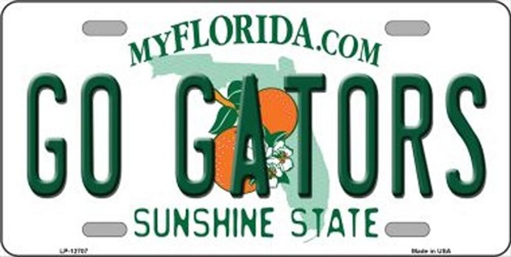 NCAA Go Gators License Plate Florida Background Metal Tag Sign The Swamp New UF